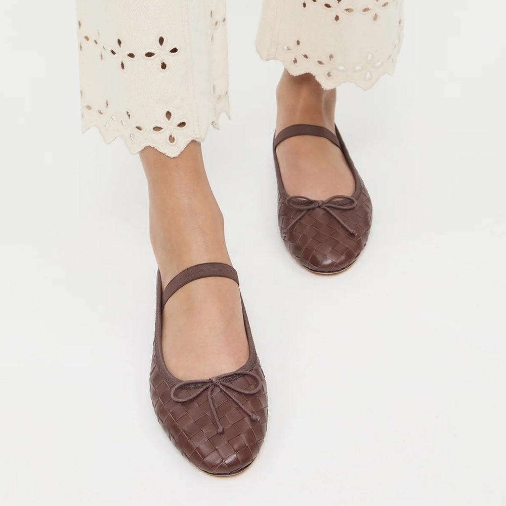 Loeffler Randall - Leonie Espresso Woven Ballet Flat - size 6.5 - Picture 2 of 7